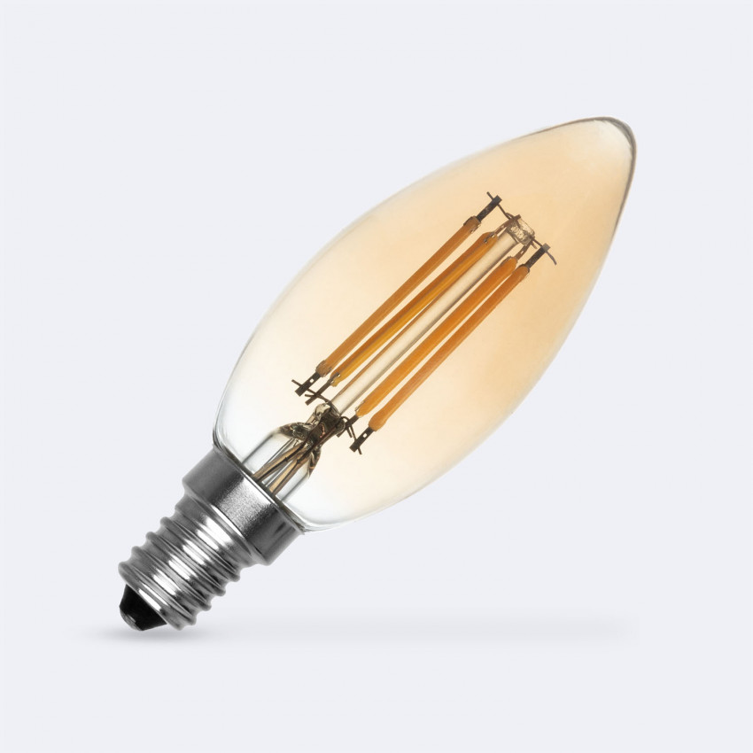 Product van LED Lamp Filament Dimbaar LED E14 6W 720 lm C35 Kaars Gold
