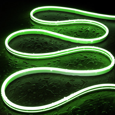 Striscia LED Neon 48V DC 120 LED/m Verde IP65 su Misura Taglio ogni 5 cm