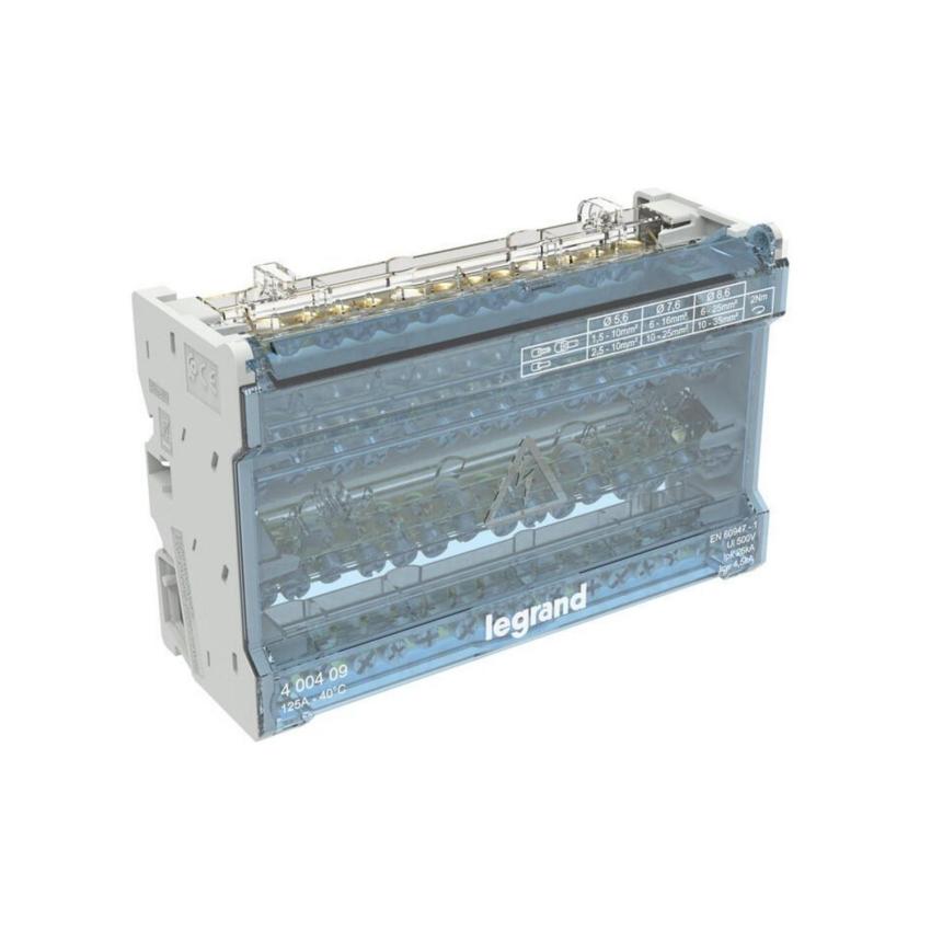 Product of Modular Distribution Rack 4P 125A 15 Conections LEGRAND 400409