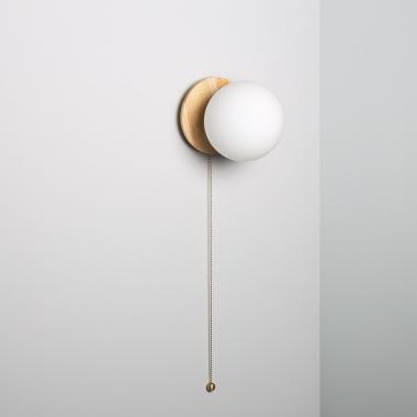 Wandlamp Hout en Glas Gold Orbit