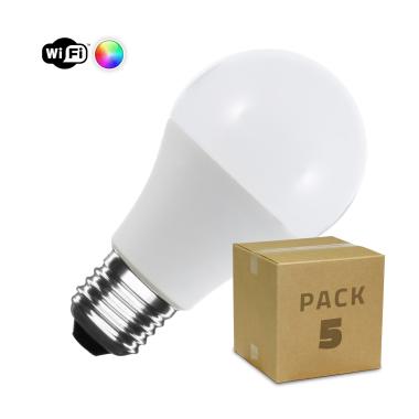 Pack 5 st Slimme LED lampen  E27 6W 806 lm A60 WiFi RGBW Dimbaar