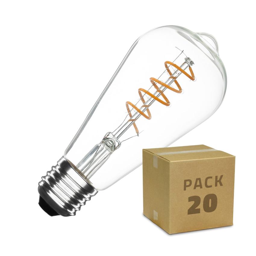 Product van Doos met 20St LED Lampen Filament Dimbaar 4W ST64 Spiraalvorm Gold Big Lemon  Warm Wit