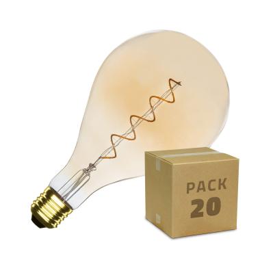 Pack of 20u E27 Dimmable Filament LED Bulb 4W PS165 Spiral Gold Warm White