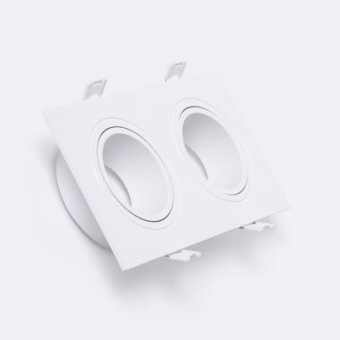 Product Portafaretto Downlight Quadrato Bianco per due Lampadine LED GU10 / GU5.3 Foro 73x173 mm