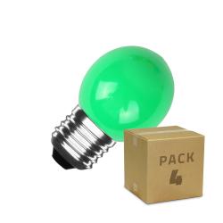 Product Pack of 4u E27 G45 3W LED Bulbs in Green 300lm