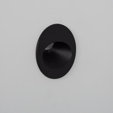 3W Coney Recessed Round Outdoor LED Wall Light in Black