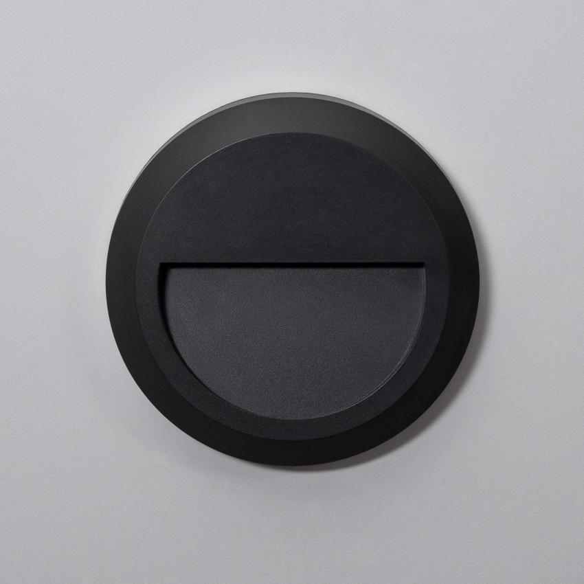 Product of 1W Edulis Round Surface Outdoor LED Wall Light in Black