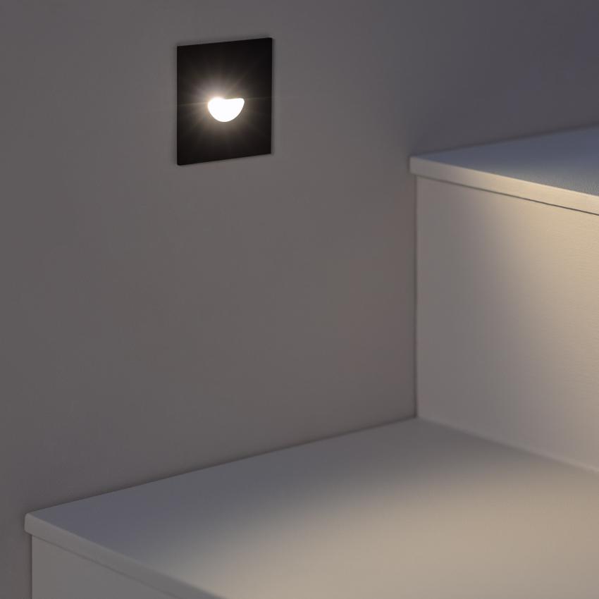 Produit de Balise LED Extérieure 2W Encastrable au Mur Carrée Guell Noire 