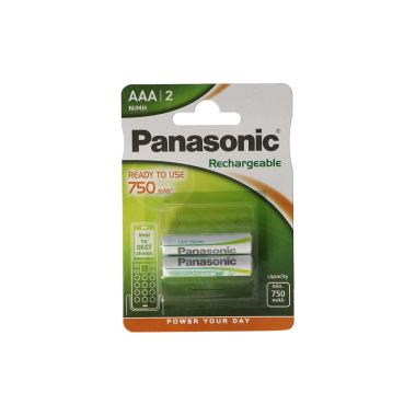 Product Blister 2 Piles Rechargeables 1.5V AAA PANASONIC HHR-4MVE/2BD pour Téléphones Sans Fil