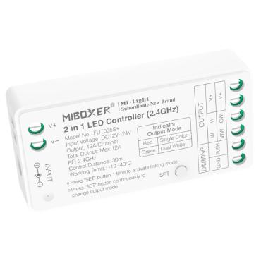 Product Contrôleur Variateur LED Monochrome/CCT 12/24V DC MiBoxer FUT035S+Compatible avec Bouton Poussoir
