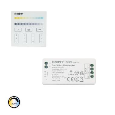 MiBoxer 12/24V DC CCT LED Dimmer Controller + Wall Mounted 4 Zone RF Remote