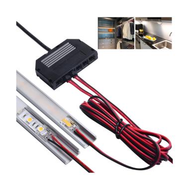 Product van Connector verdelerkit met 6-10 uitgangen + 5m connector kabels voor stroomvoorziening Led Strips 12/24V