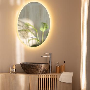 Specchio da bagno con illuminazione e orologio digitale Talos Sun 45 x 70 cm - cornice