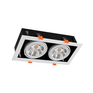 Downlight LED 24W Orientabile Kardan Quadrato Doppio AR111 Foro 325x165 mm