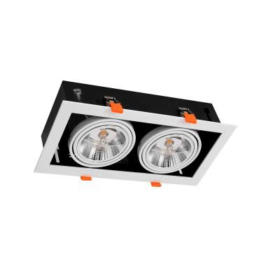 Downlight LED 24W Nastawny Kwadratowy Podwójny AR111 Cięcie 325x165 mm