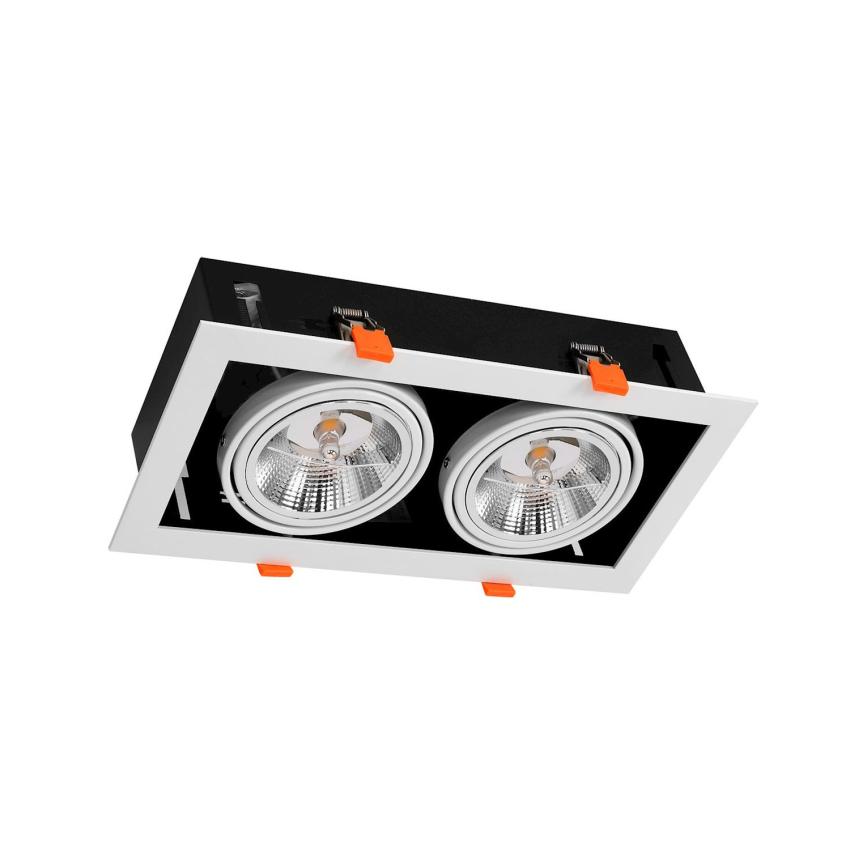 Produkt von LED-Downlight Strahler Doppelt 24W Schwenkbar Kardan Eckig AR111 Schnitt 325x165 mm
