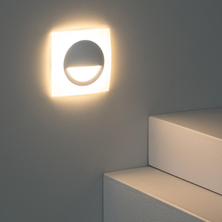 Produit de Balise LED Extérieure 3W Encastrable au Mur Carrée Occulare Blanche