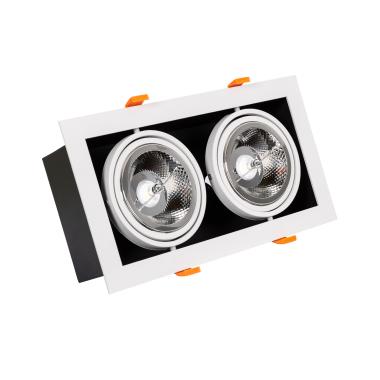 Podhledové LED Svítidlo 30W Výklopné Čtvercové 2xAR111 Kardan Výřez 325x165 mm