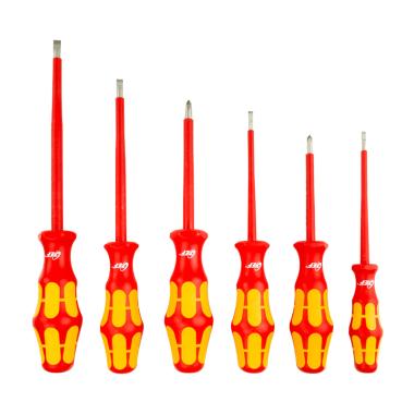 Set of 6 Insulated Screwdrivers Flat/Philips VDE 1000V GEF K01S