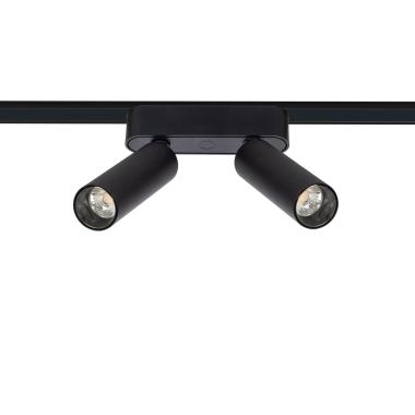 Spot LED Double 14W CRI90 (UGR16) Noir pour Rail Magnétique Monophasé Extra-Plat 25mm 48V