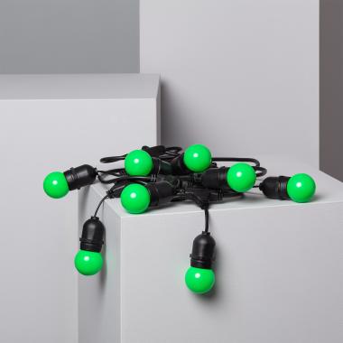 Kit Ghirlanda Waterproof 5.5m Nero + 8 Lampadine LED E27 G45 3W a Colori