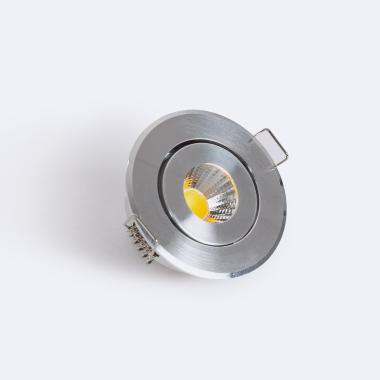 Oczko Downlight LED 1W COB Nastawne Okrągłe Srebrne Średnica Wycięcia Ø 45 mm