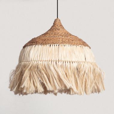 Kempo Wari Rattan & Ramie Pendant Lamp ILUZZIA