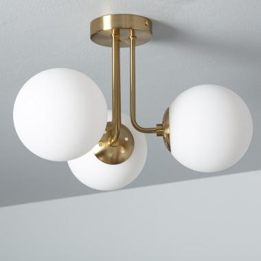 Deckenleuchte Metall und Glas Moonlight Brass 3 Strahler