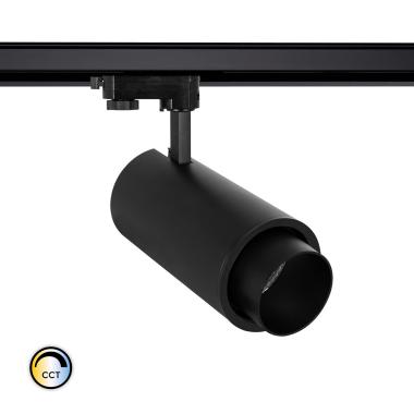 Spot LED New d'Angelo 40W Noir CCT CRI90 LIFUD Télescopique pour Rail Triphasé (3 Allumages)