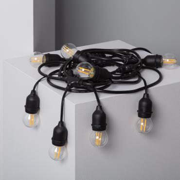 Product Sada 5.5m Venkovních LED Světelných Girland - Řetězů v Černé + 8 LED Filamentních Žárovek E27 4W