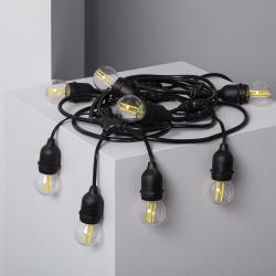 Product Set Girlande Waterproof 5.5 M Schwarz + 8 LED Lampen E27 Filament 4 W