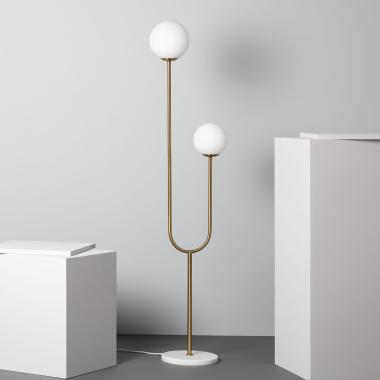 Lampadaire Métal et Verre Moonlight Brass 2 Spots