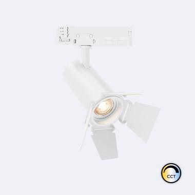 30W Fasano Cinema No Flicker Dimmable CCT LED Spotlight for Three Circuit Track in White