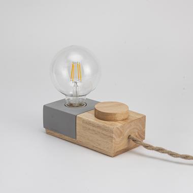 Lampa Stołowa z Drewna i Cementu Sven