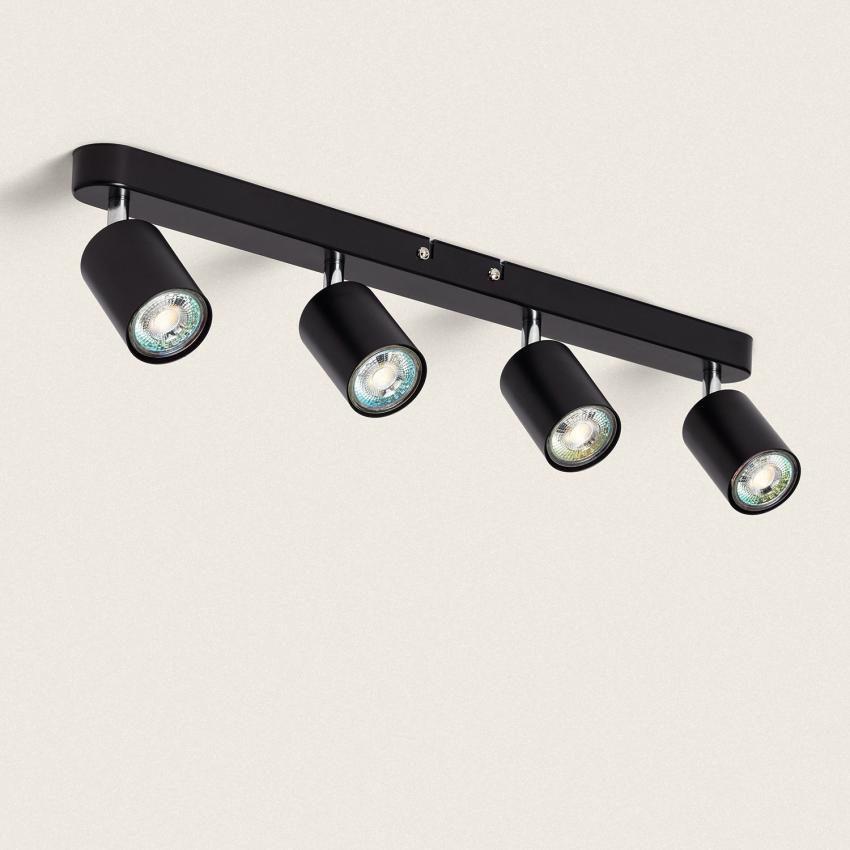 Product van Plafondlamp Verstelbaar Metaal 4 Spots Albus Black Large 