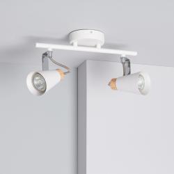Product Mara Adjustable Metal & Wood 2 Spotlight Ceiling Lamp