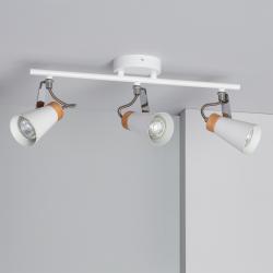 Product Mara Adjustable Metal & Wood 3 Spotlight Ceiling Lamp