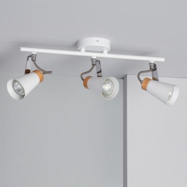 Product van Plafondlamp  Metaal en Hout Richtbaar 3 spots Mara