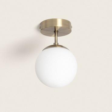 LEDKIA Deckenleuchte „Moonlight“ – 5 Schwenkbare Spots, Messing-Optik, Metall & Glas, 60 Cm Durchmesser, Für Wohnzimmer & Büro
