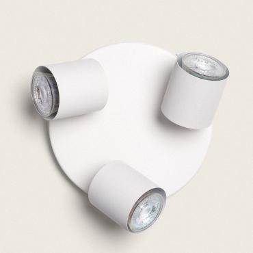 Lampada da Soffitto Orientabile in Alluminio 3 Faretti Ates Bianco