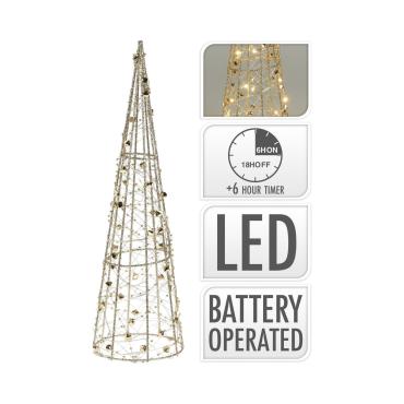 LEDKIA LED-Weihnachtsbaum Aus Holz Mit Batterie – Warmweiß 3000K, Für Festliche Innen-Dekoration