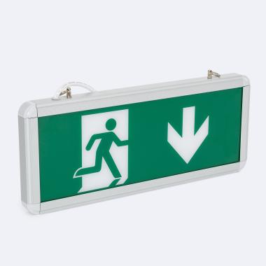 Permanent LED Emergency Pendant Light with Double Sided Safety Sign 60lm