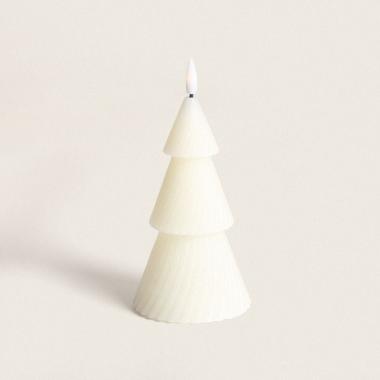 Bougie LED Sapin de Noël en Cire Naturelle à Pile 15 cm