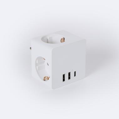 Adapter Schuko Typ F Dreifachsteckdose 2 USB + 1 USB-C