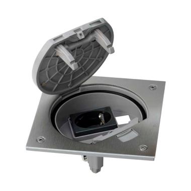 Bloc porte-mécanisme IP66 à fermeture manuelle et socle de prise Schuko pour 1 RJ45 Keystone inox Simon K45 KSE10U/23/72