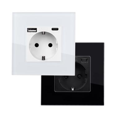 Product Zásuvka Typu F Schuko + 2xUSB Skleněným Rámečkem Modern