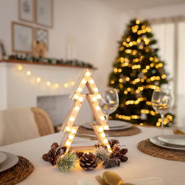 Albero di Natale Legno LED con Batteria Gaspar