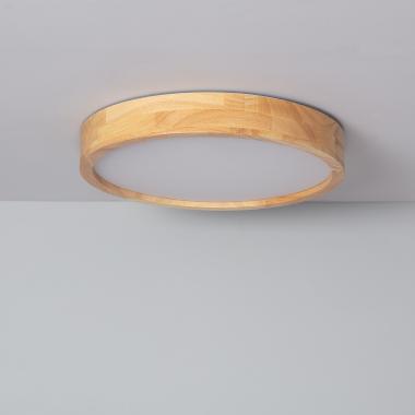 Plafonnier LED Rond Bois 20W CCT Sélectionnable Kayu Ø400 mm