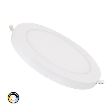 Dalle LED 18W CCT Sélectionnable Ronde Coupe Ajustable Ø75-210 mm avec Cadre Aluminium