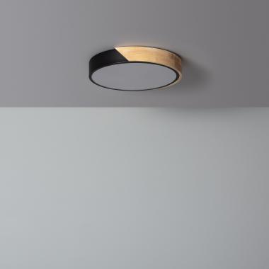 Plafonnier LED Rond Bois 18W CCT Sélectionnable Semi-Dari Ø320 mm